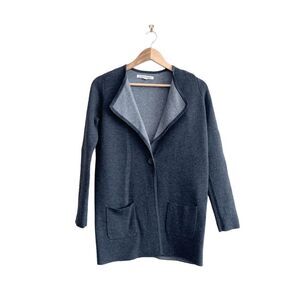 Catherine Malandrino Women's Wool Blend Button Long Knit Cardigan Gray Small